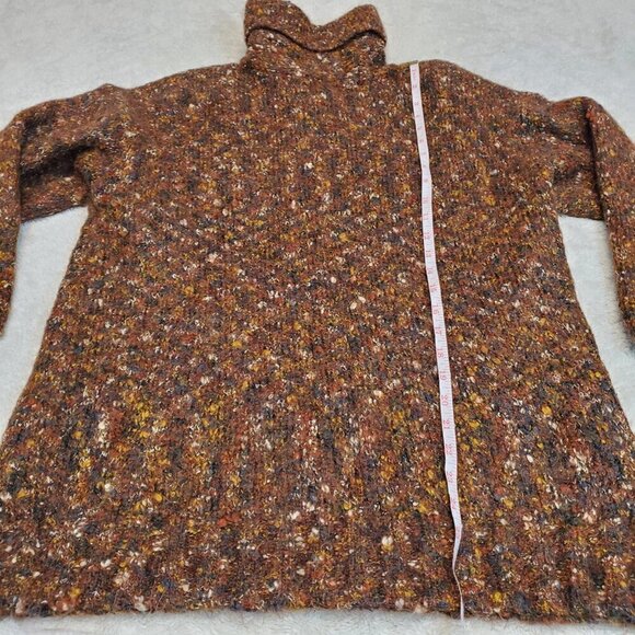VTG Express Y2K Knit Brown Gold Metallic Chunky Mohair Turtleneck Long Sweater M - Picture 6 of 7